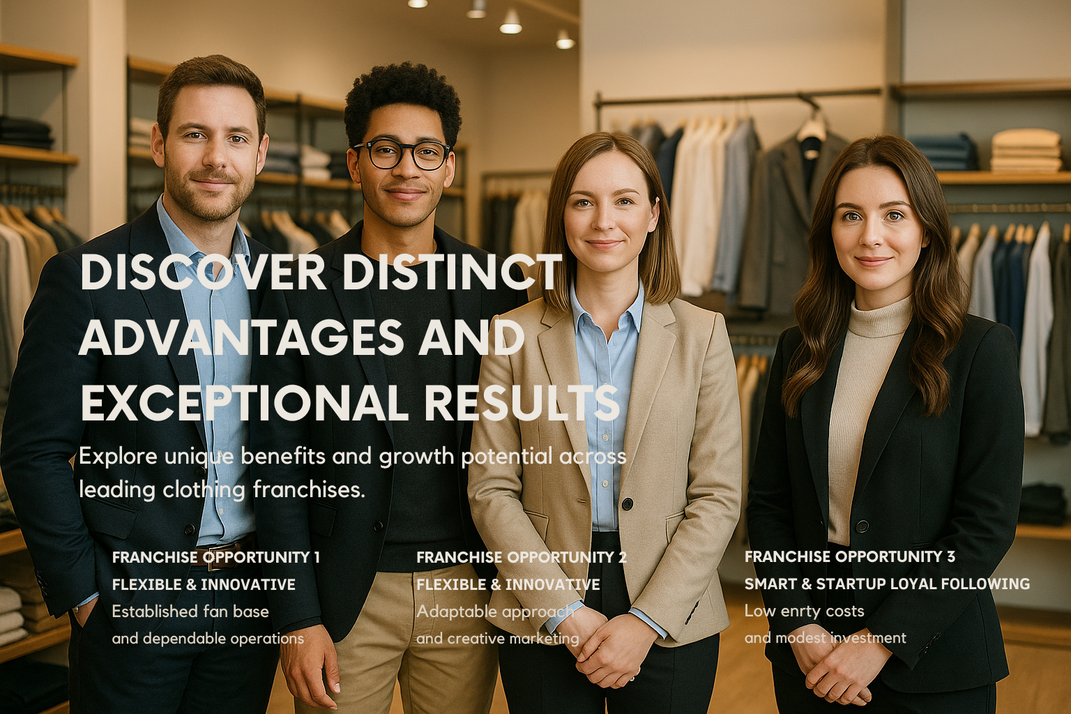 Clothing Franchise Master - DISCOVER DISTINCT ADVANTAGES AND EXCEPTIONAL RESULTS Explore unique benefits and growth potential across leading clothing franchises